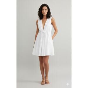 Maison Laviniaturra Italian Tie Waist White Cotton Sleeveless Dress IT 40 US S